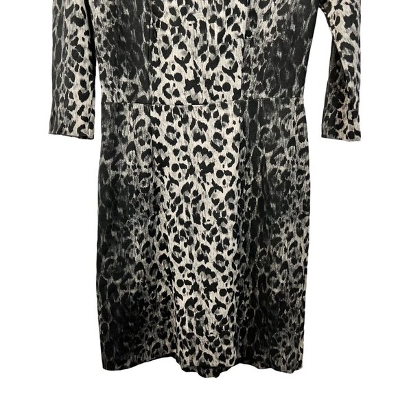 The Limited Womens 3/4 Sleeve Gray/Black Leopard Print Bodycon Dress Sz 10 Zip - Picture 5 of 9